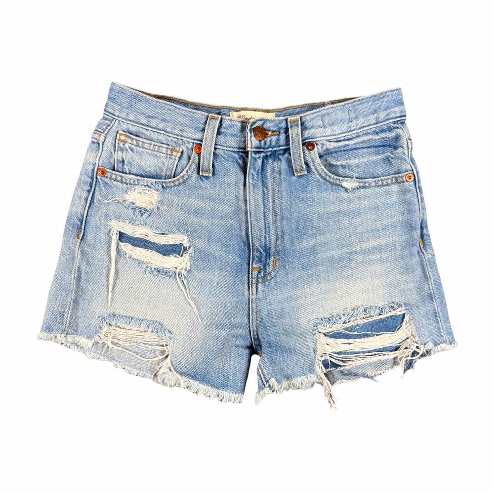 Madewell The Momjean Short Women’s Light Wash Distressed Denim Mom Shorts 25